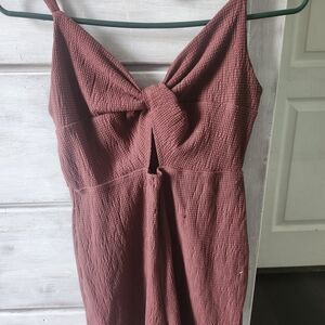 Knot Front Textured Romper in Dusty Rose